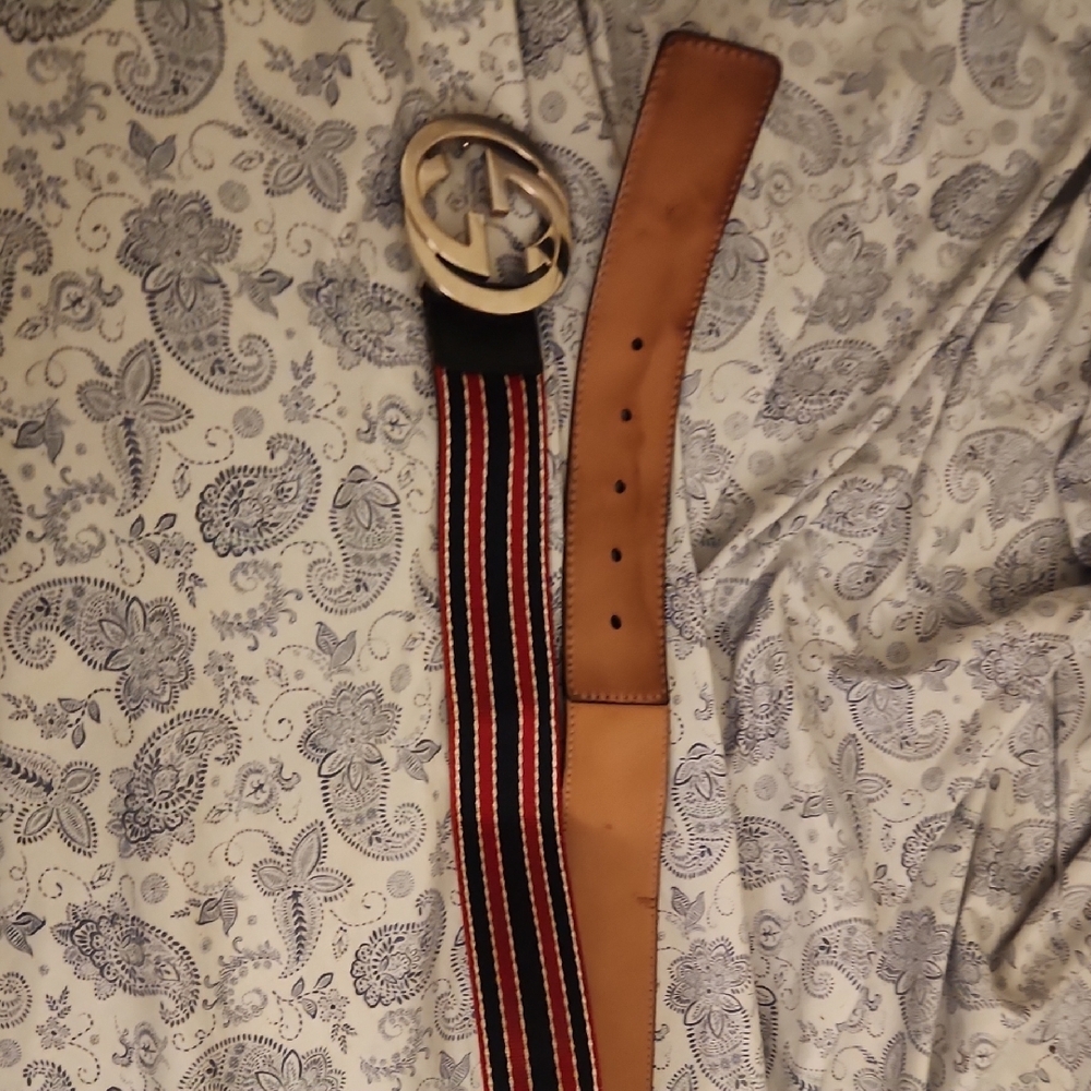 Men's Gucci Black and Red Designer Belt Size Is 80 /34 - Picture 6 of 7
